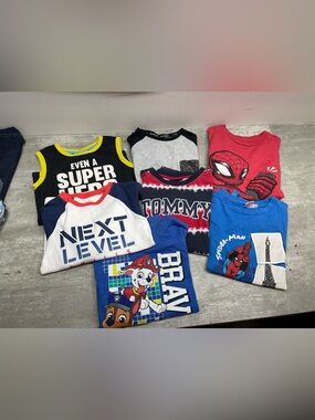 Mixed‎ Brand Graphic Tee Bundle Kids Boys Size 5-7 Spider-Man Paw Patrol Tommy
